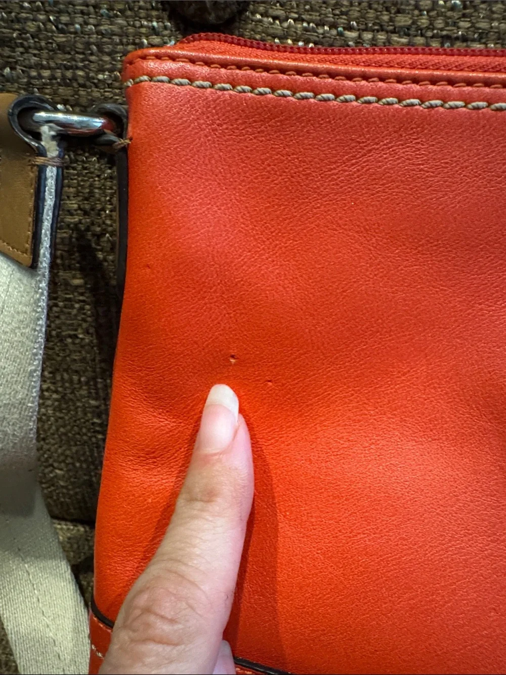 Coach park orange and navy crossbody bag purse